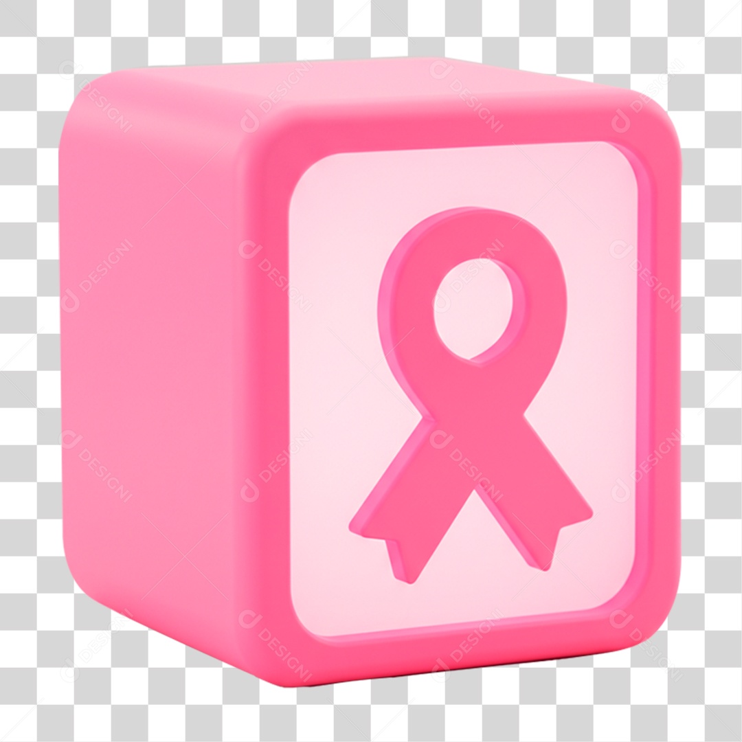 Ícone 3D Laço Rosa Outubro Rosa PNG Transparente