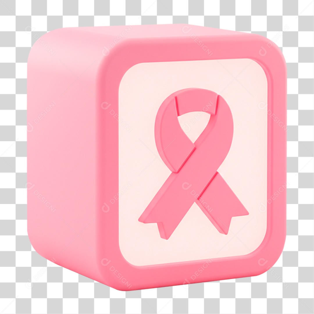 Ícone 3D Laço Rosa Outubro Rosa PNG Transparente