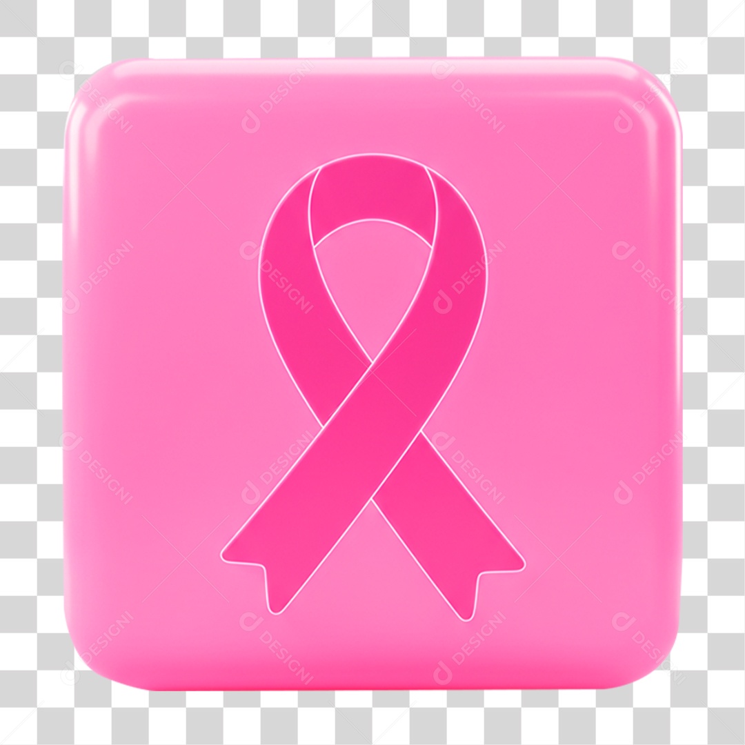 Ícone 3D Laço Rosa Outubro Rosa PNG Transparente