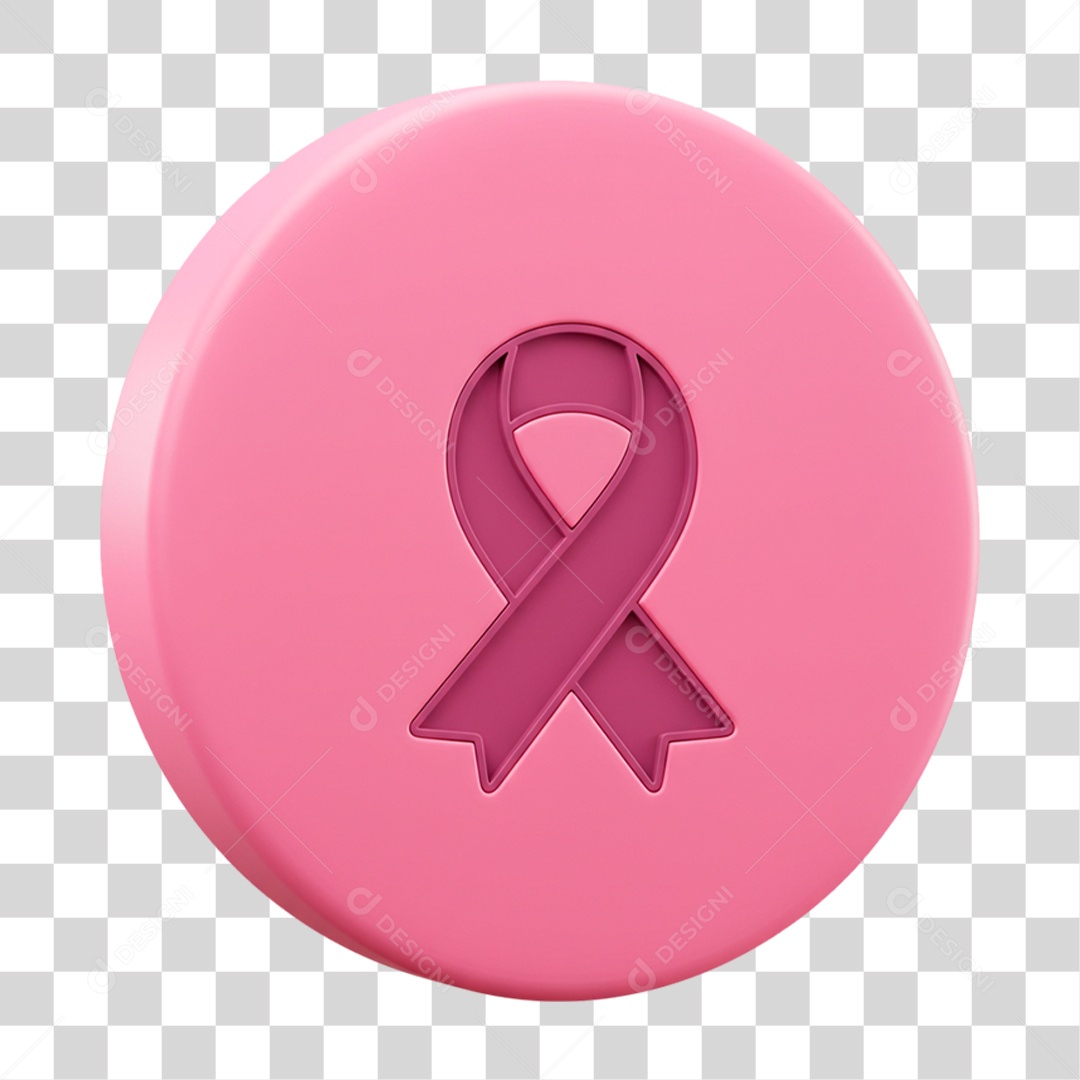 Ícone 3D Laço Rosa Outubro Rosa PNG Transparente