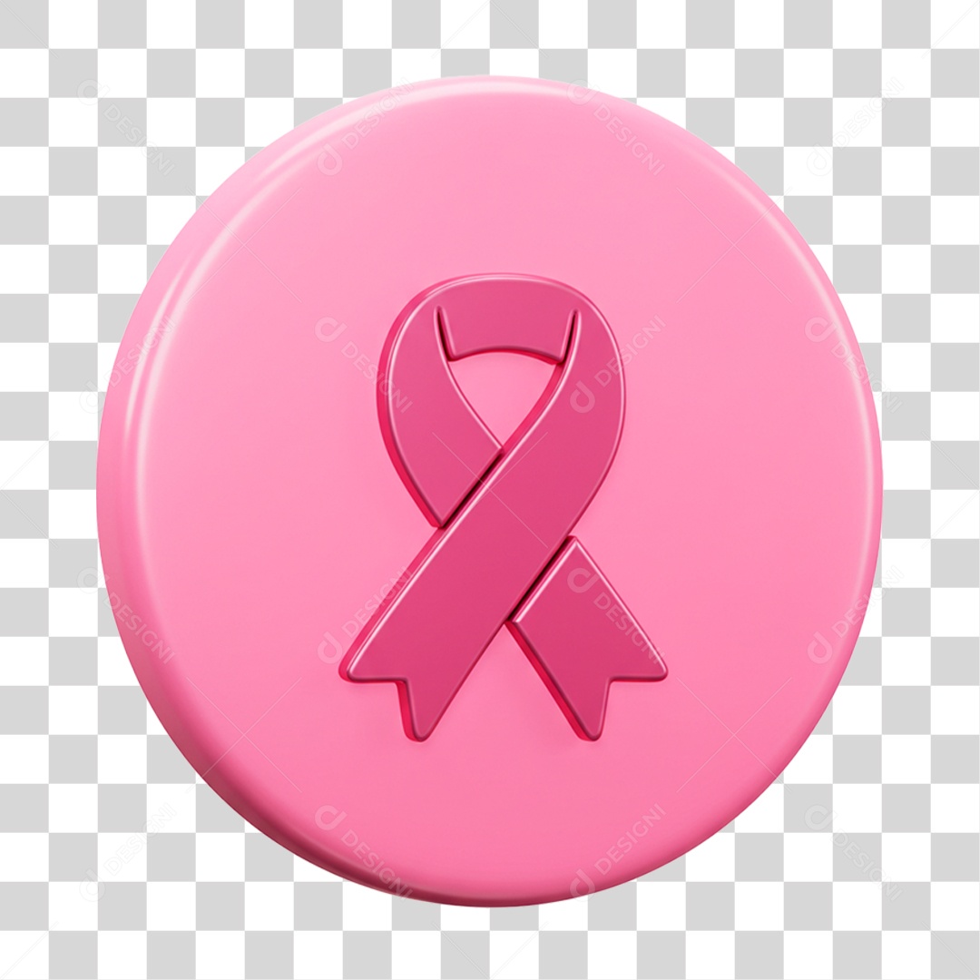 Ícone 3D Laço Rosa Outubro Rosa PNG Transparente