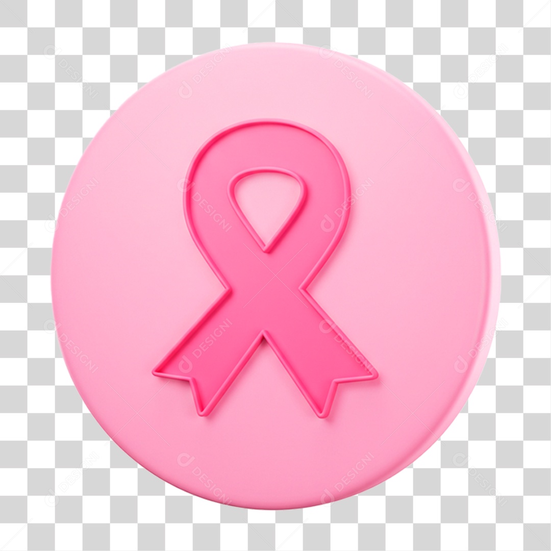 Ícone 3D Laço Rosa Outubro Rosa PNG Transparente