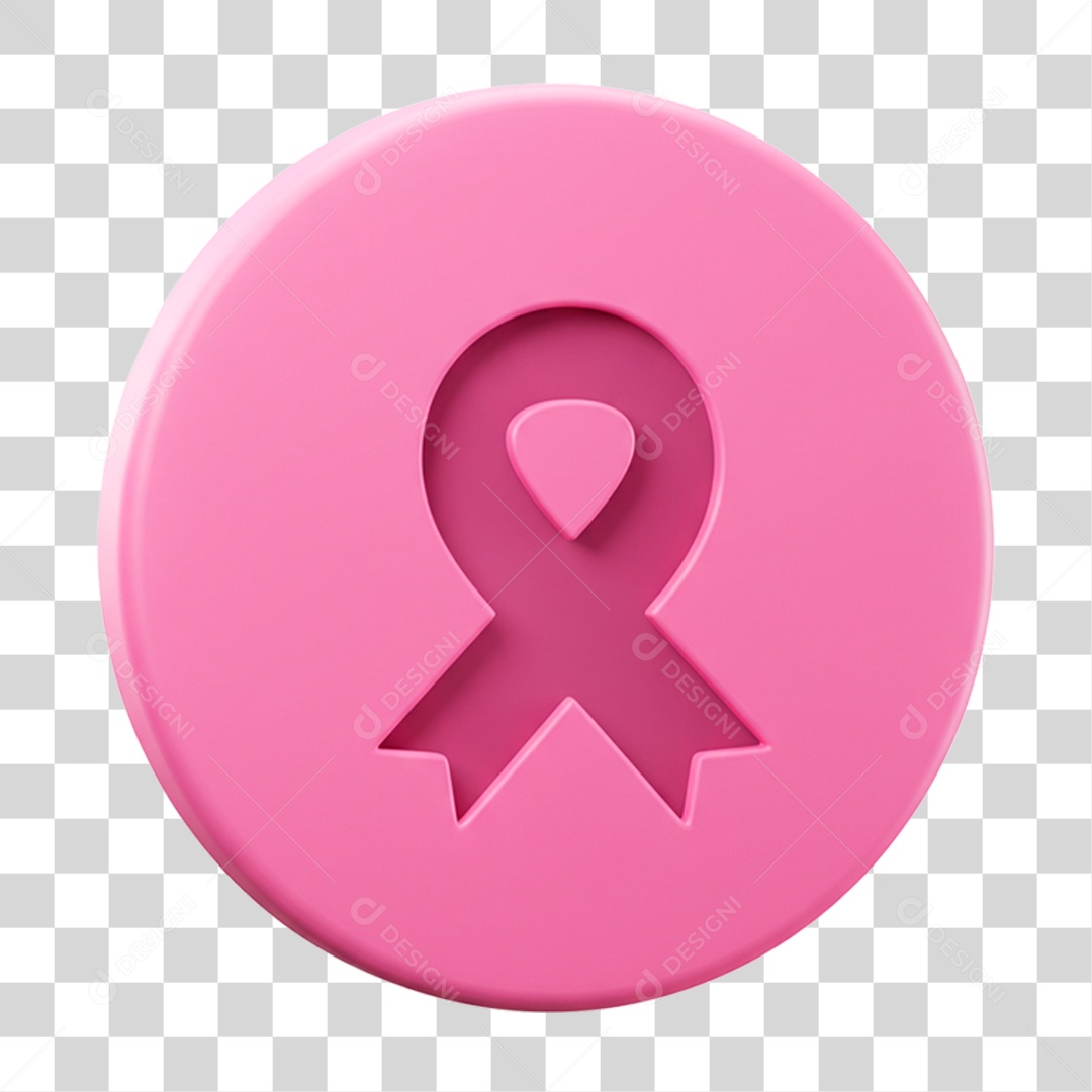 Ícone 3D Laço Rosa Outubro Rosa PNG Transparente
