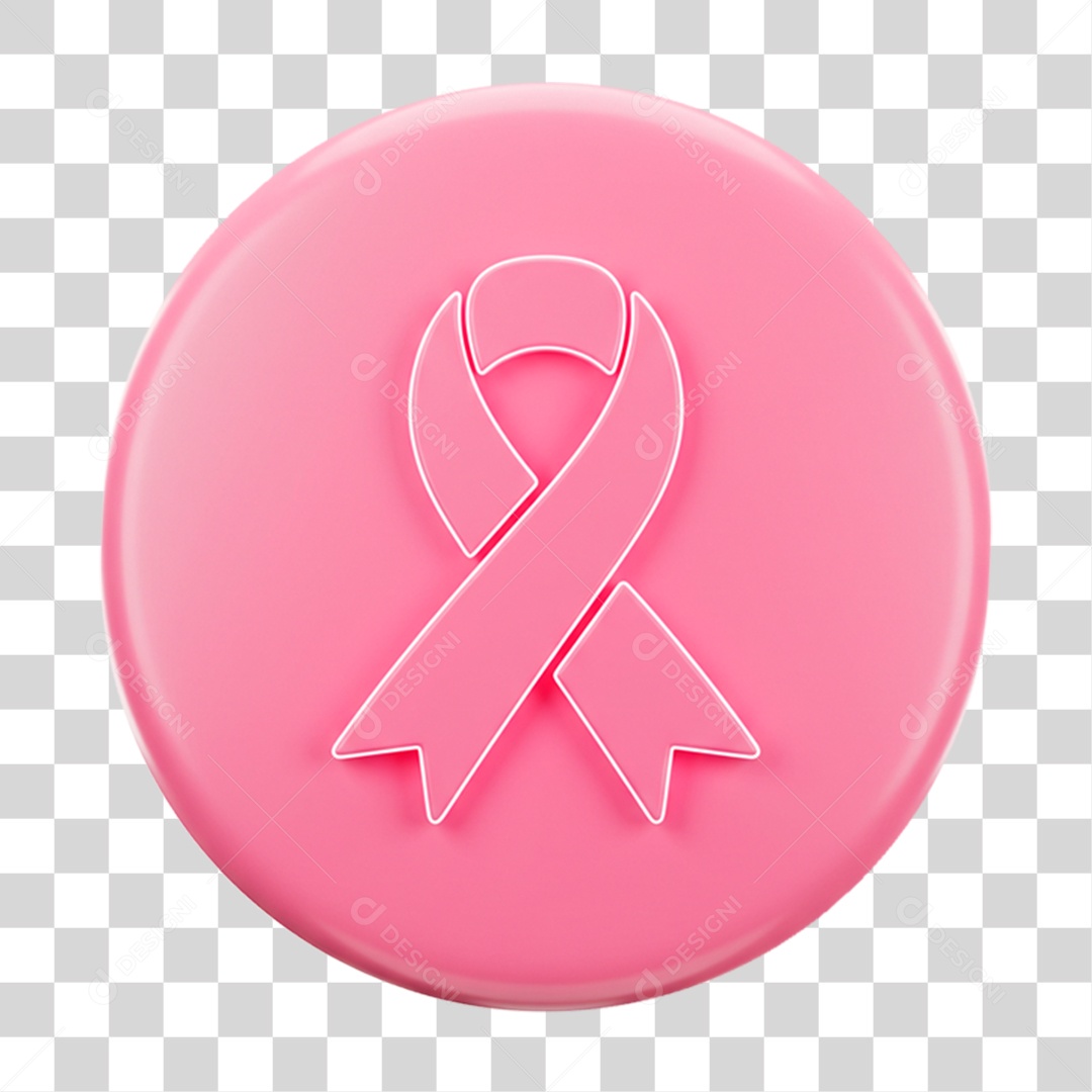 Ícone 3D Laço Rosa Outubro Rosa PNG Transparente