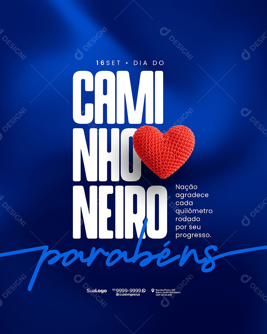 Dia do Caminhoneiro 16 de Setembro Parabéns Social Media PSD Editável