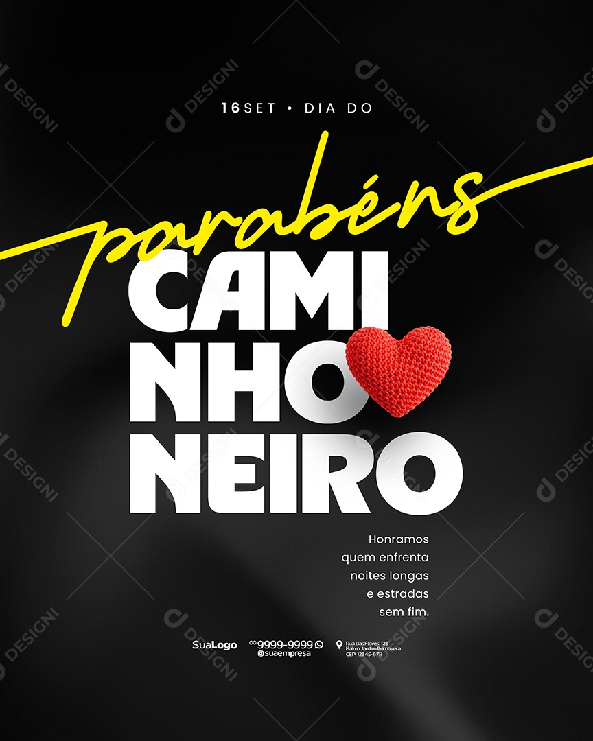 Dia do Caminhoneiro 16 de Setembro Parabéns Social Media PSD Editável