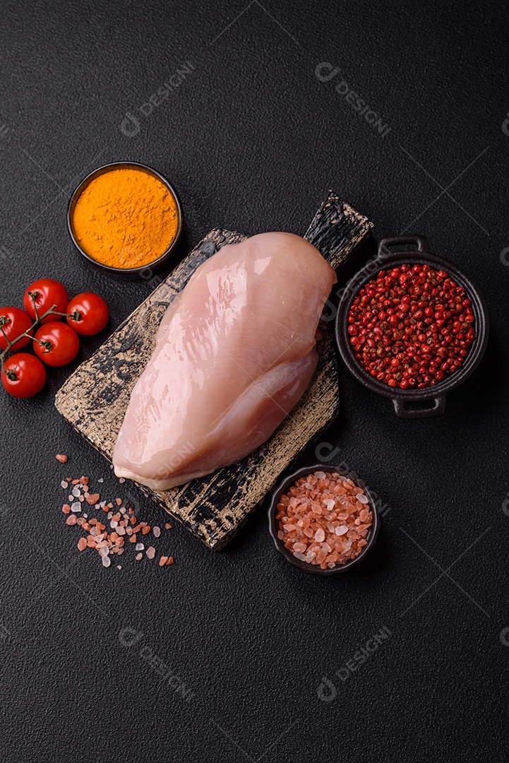 A imagem mostra sobrecoxas de frango desossadas e sem pele, prontas para preparo.