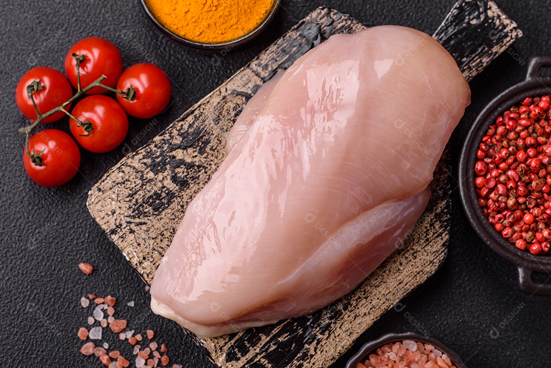 A imagem mostra sobrecoxas de frango desossadas e sem pele, prontas para preparo.