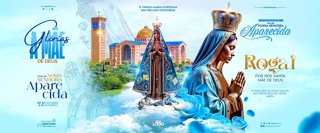 Social Media Banner Dia de Nossa Senhora Aparecida PSD Editável
