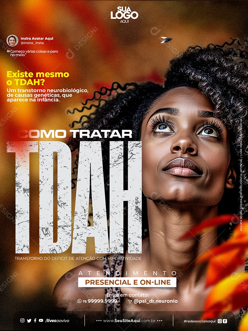 Social Media Como Tratar Tdah PSD Editável