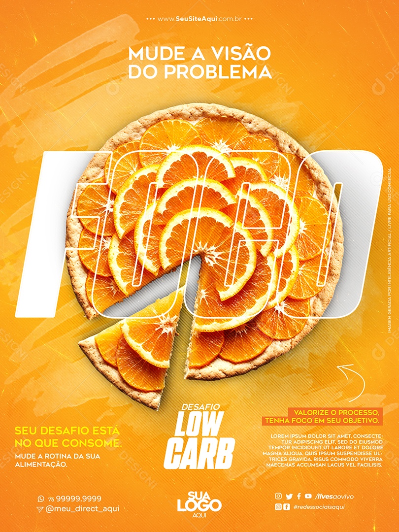 Social Media Mude a Visão do Problema Laranja PSD Editável