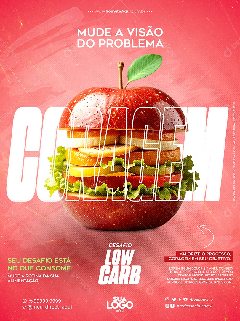 Social Media Mude a Visão do Problema Maçã PSD Editável