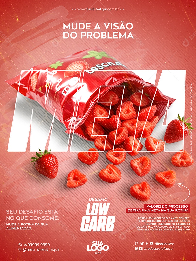 Social Media Mude a Visão do Problema Morango Meta PSD Editável