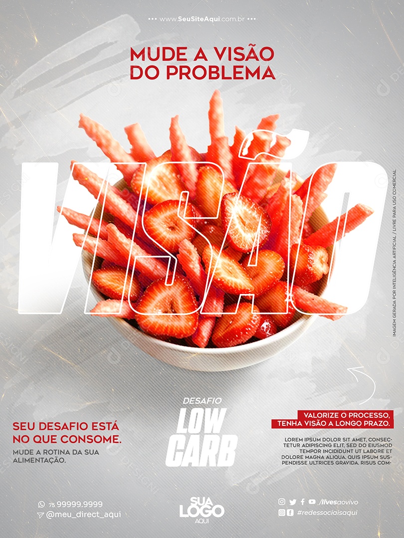 Social Media Mude a Visão do Problema Morango PSD Editável