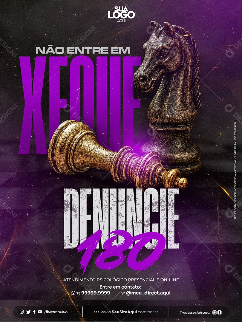 Social Media Não entre em Xeque Denuncie 180 PSD Editável