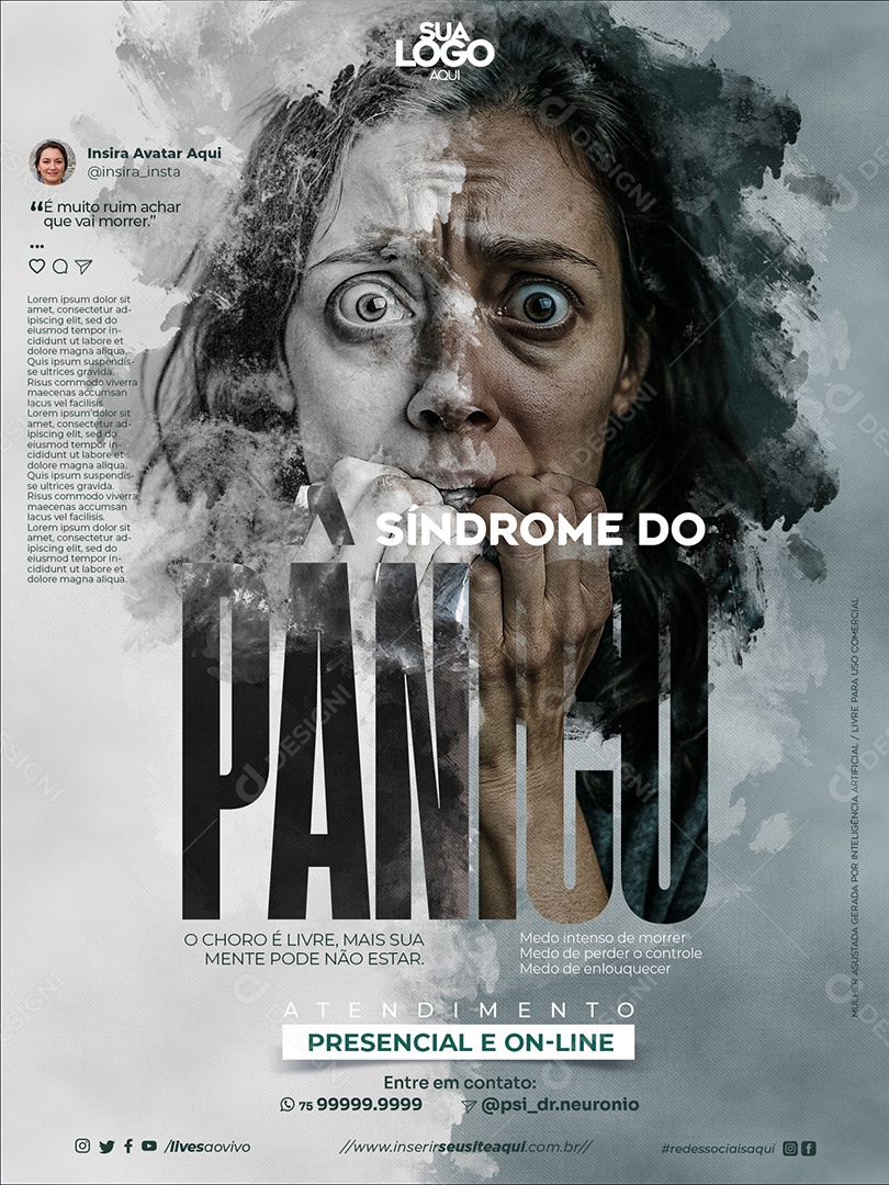 Social Media Síndrome do Pânico PSD Editável