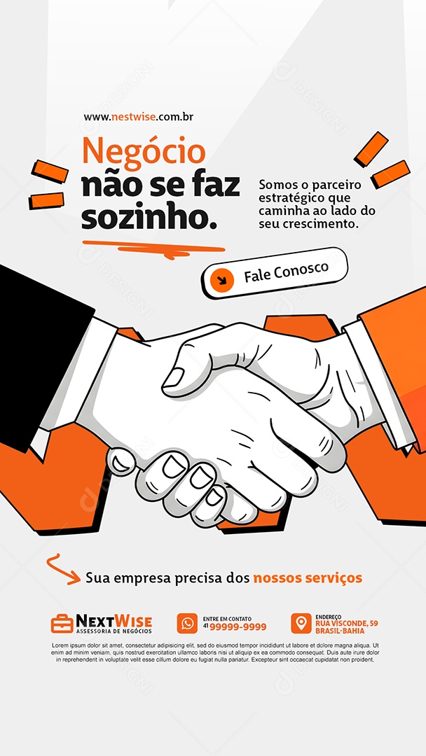 Story Assessoria de Negócios Negócio Não se Faz Sozinho Social Media PSD Editável