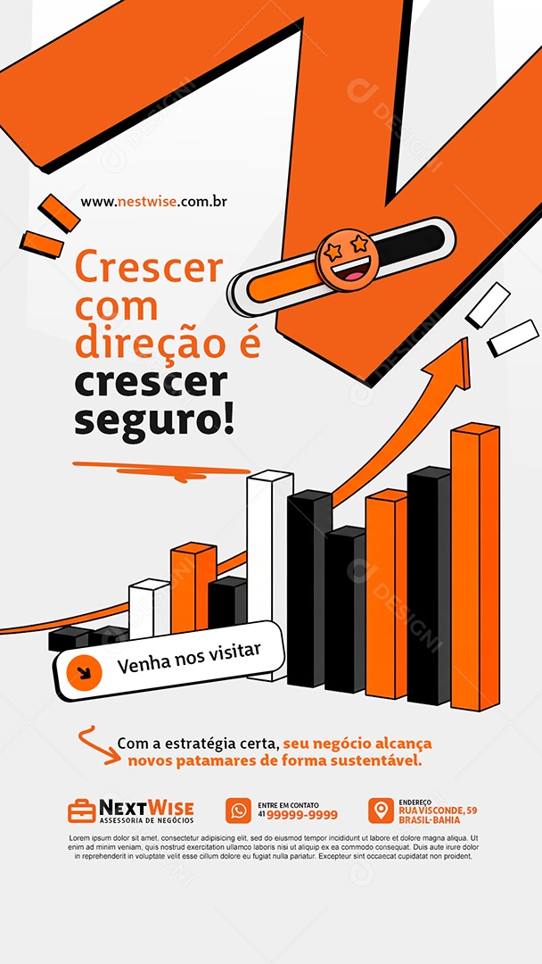 Story Assessoria de Negócios Crescer com Direção é Crescer Seguro Social Media PSD Editável