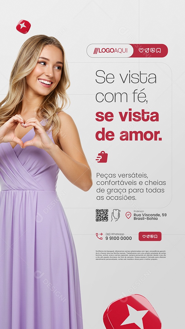 Story Loja Cristã Se Vista com Fé Se Vista de Amor Social Media PSD Editável