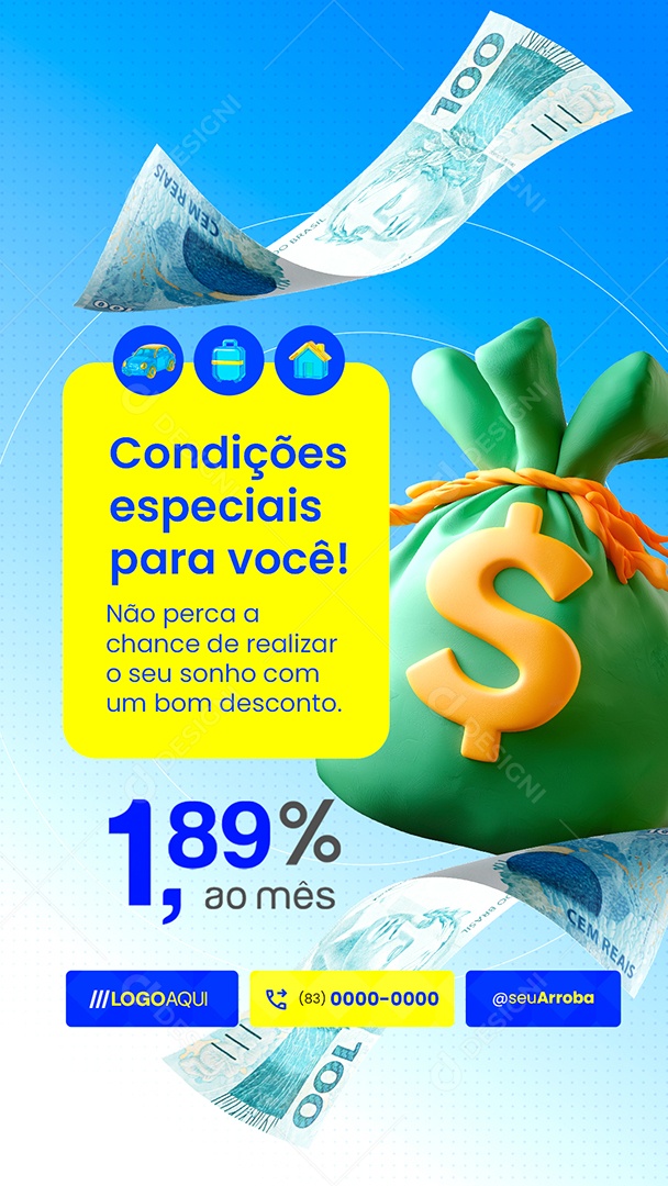 Story Financiadora Condições Especiais para Você Social Media PSD Editável