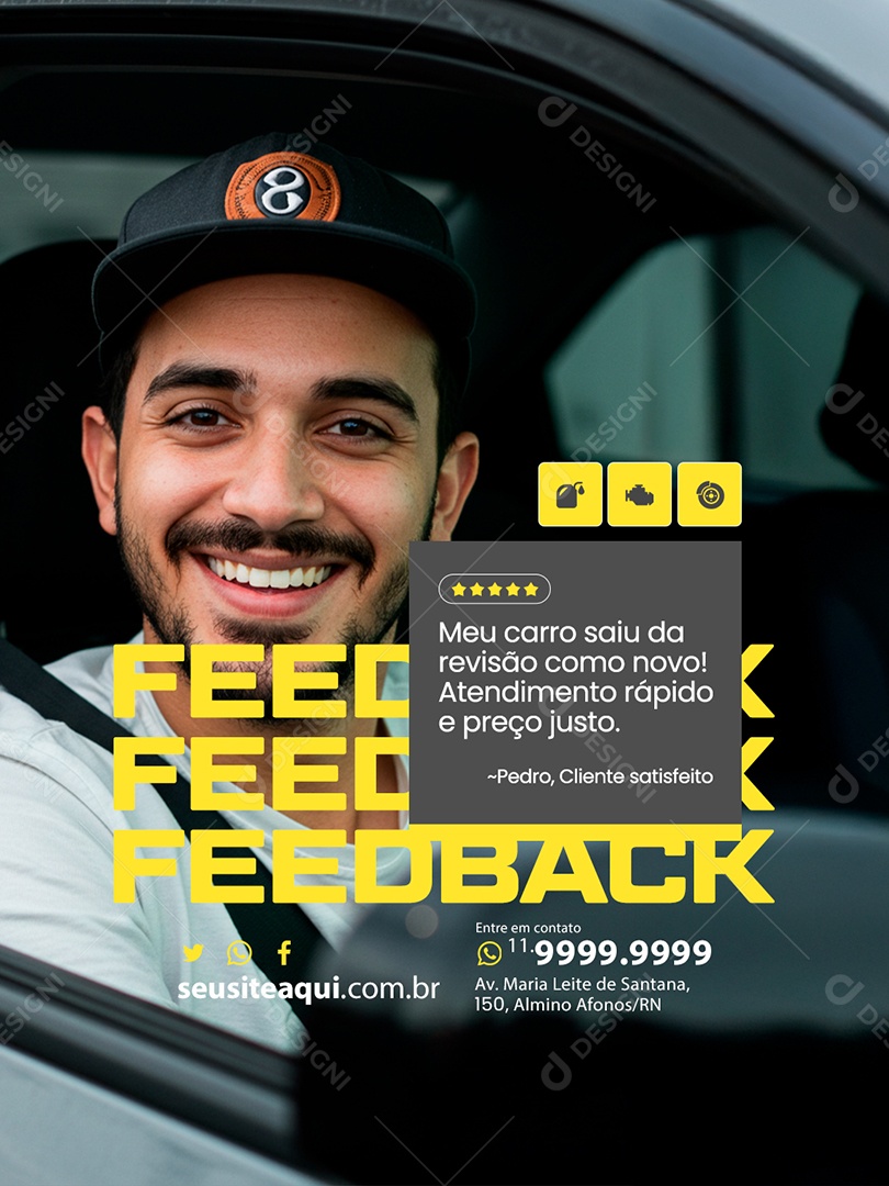 Oficina Feedback Meu Carro Saiu da Revisão Social Media PSD Editável