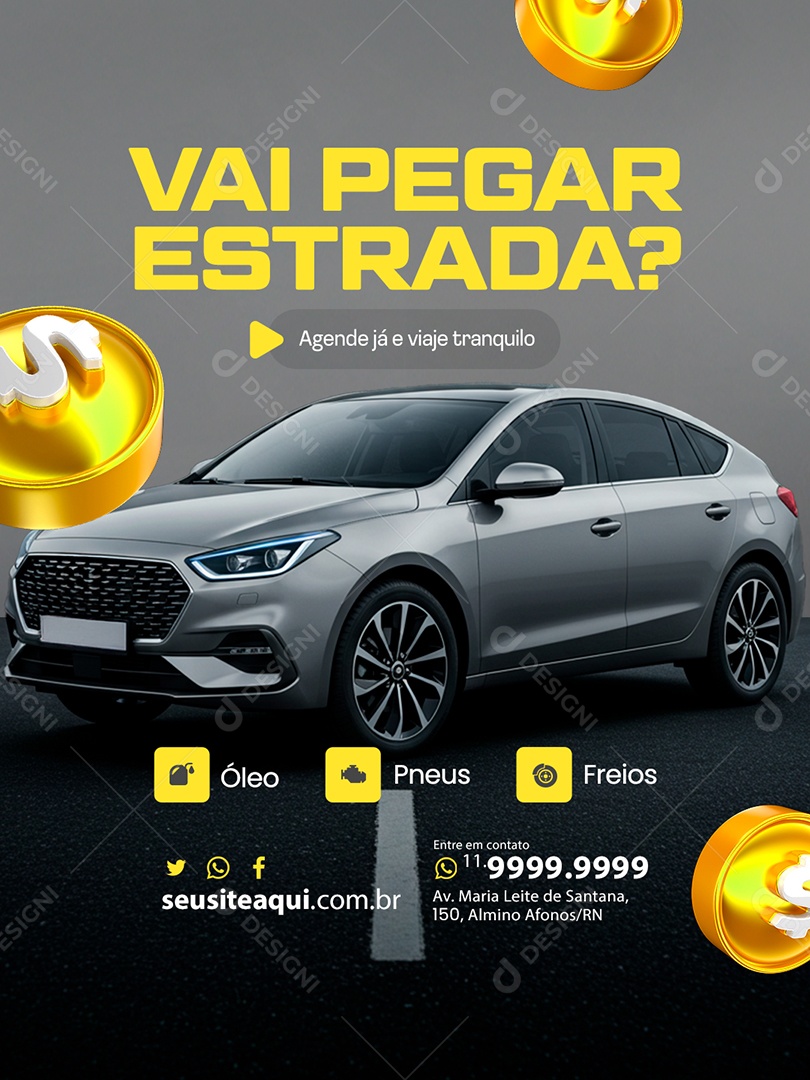 Oficina Vai Pegar Estrada Social Media PSD Editável