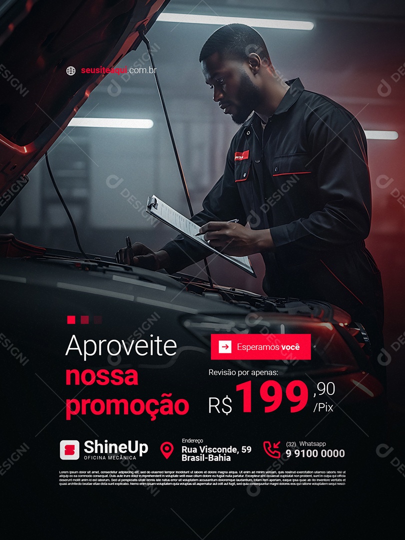 Oficina Mecânica Aproveite Nossa Promoção Social Media PSD Editável