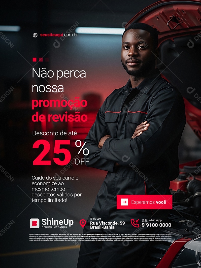 Oficina Mecânica Não Perca Nossa Promoção da Revisão Social Media PSD Editável
