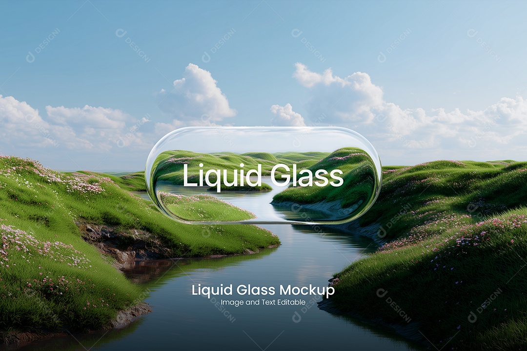 Efeito de Liquid Glass Vidro Líquido Conceito de Botões PSD Editável