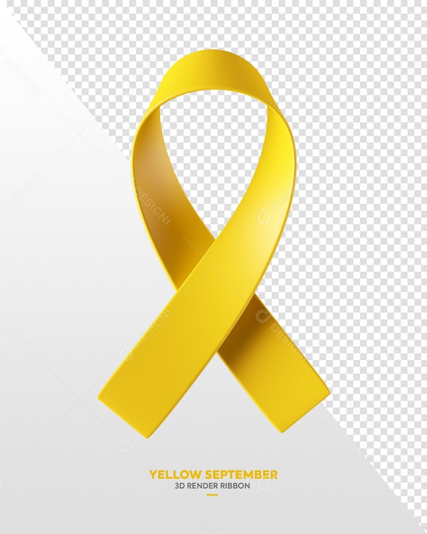 Laço de Setembro Amarelo 3D Render Isolado