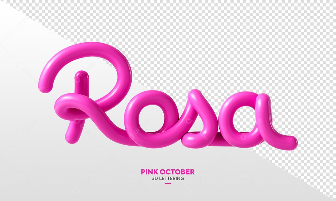 Outubro Rosa 3D Lettering Isolado