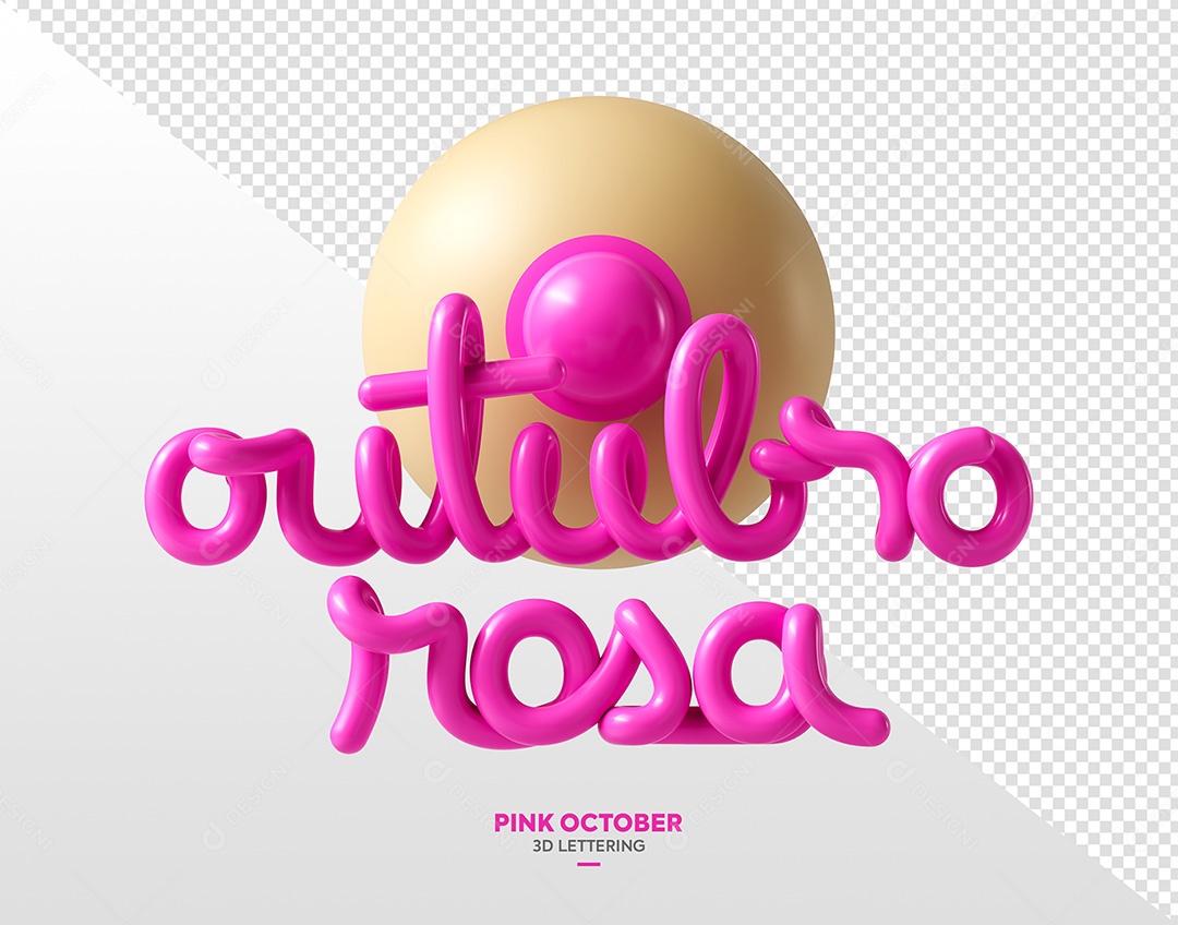 Outubro Rosa Selo 3D Lettering