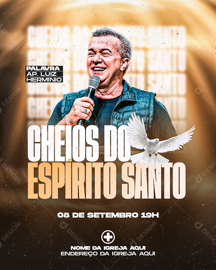 Flyer Gospel Culto Social Media PSD Editável