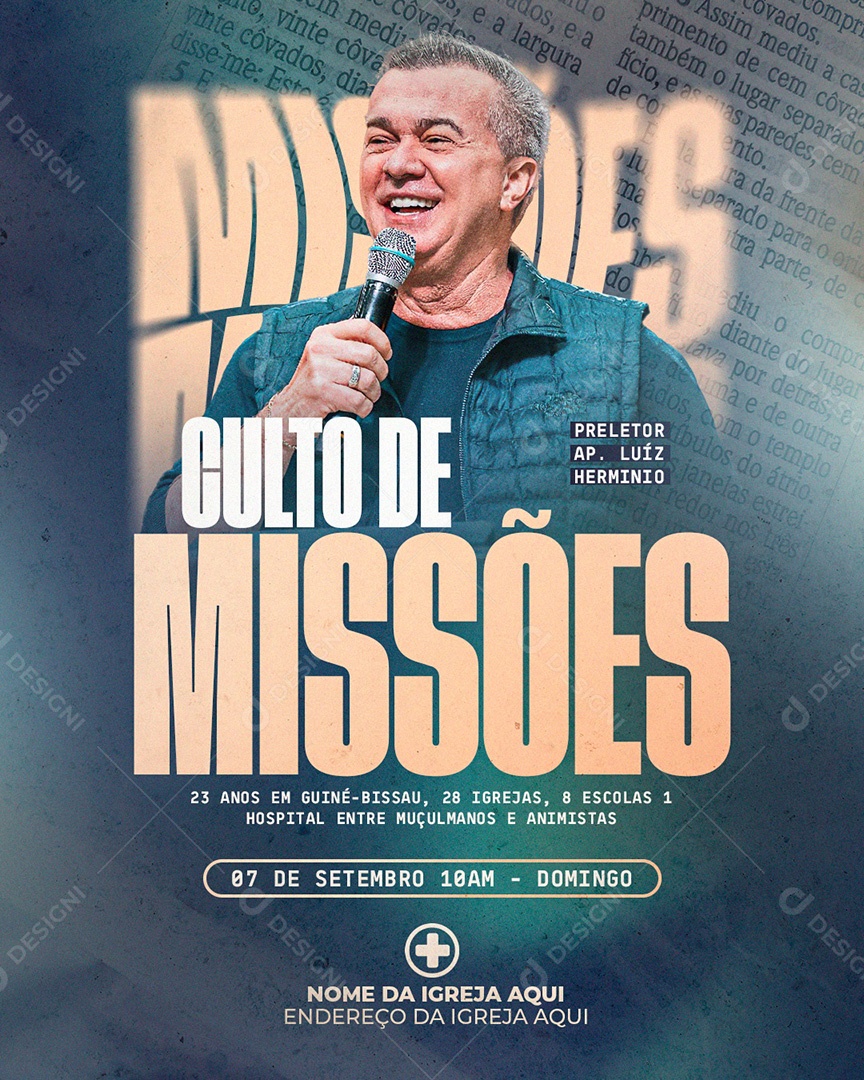 Flyer Gospel Culto Social Media PSD Editável