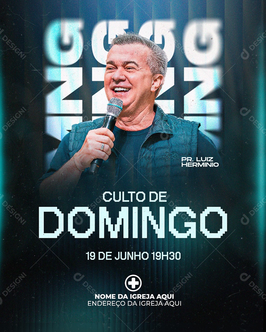 Flyer Gospel Culto Social Media PSD Editável