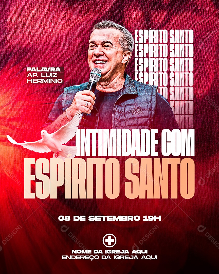 Flyer Gospel Culto Social Media PSD Editável