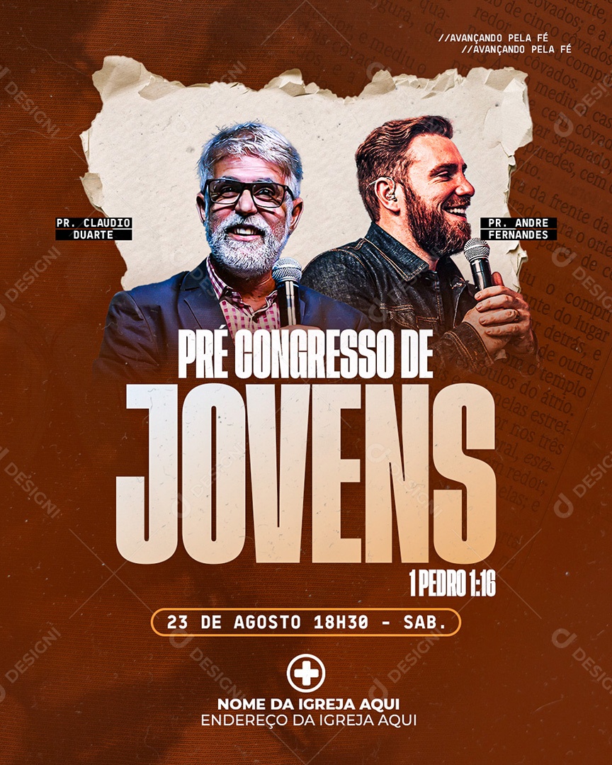 Flyer Gospel Culto Social Media PSD Editável