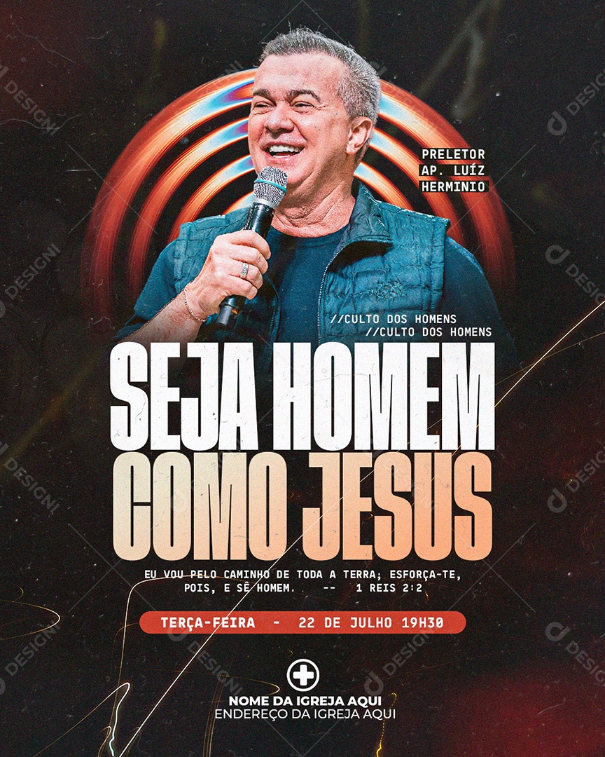 Flyer Gospel Culto Social Media PSD Editável