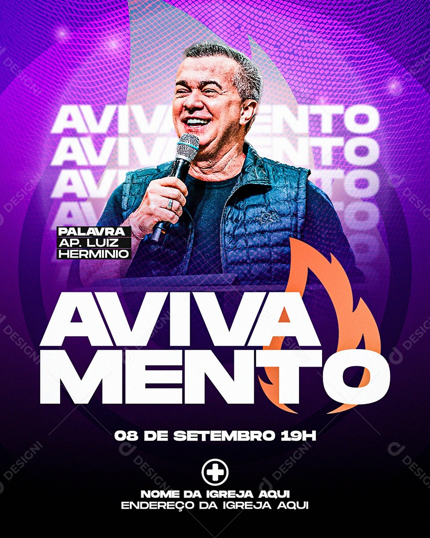 Flyer Gospel Culto Social Media PSD Editável