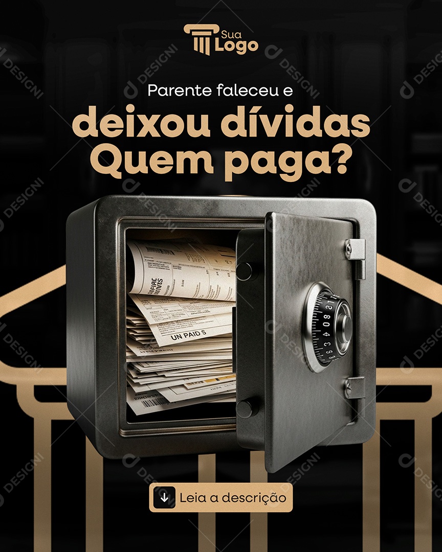 Advocacia deixou dívidas quem Paga Social Media PSD Editável