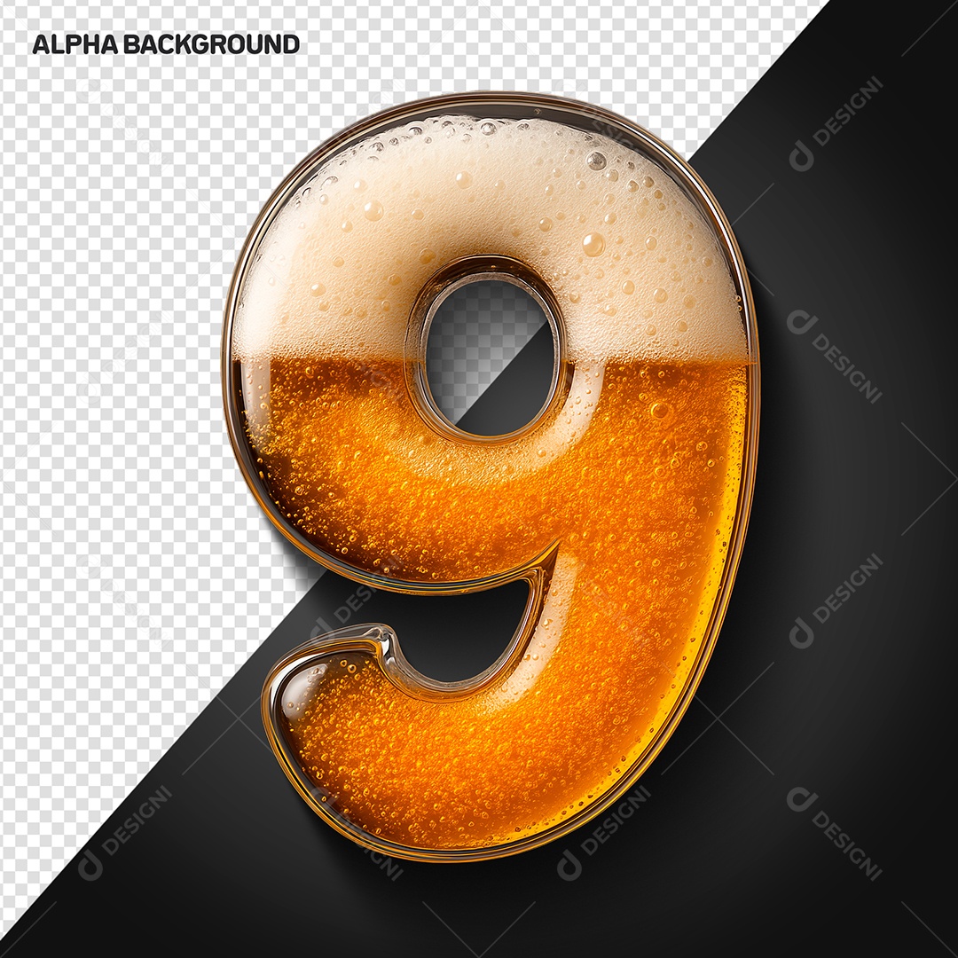 Número 9 Elemento 3D Para Composição PSD