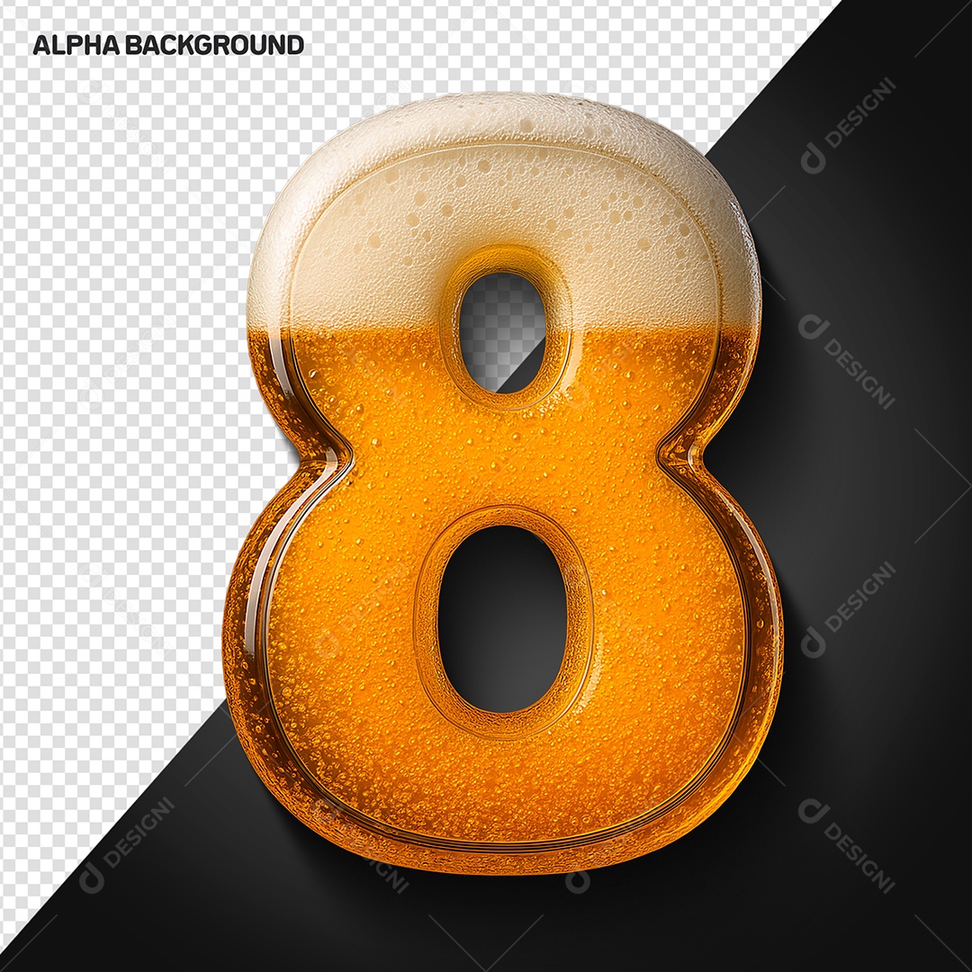 Número 8 Elemento 3D Para Composição PSD