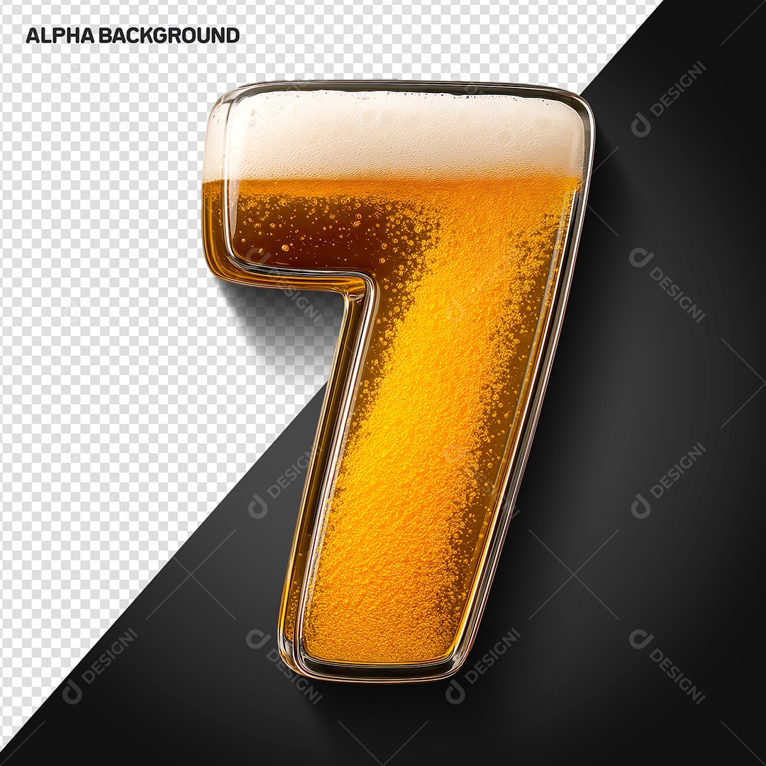 Número 7 Elemento 3D Para Composição PSD