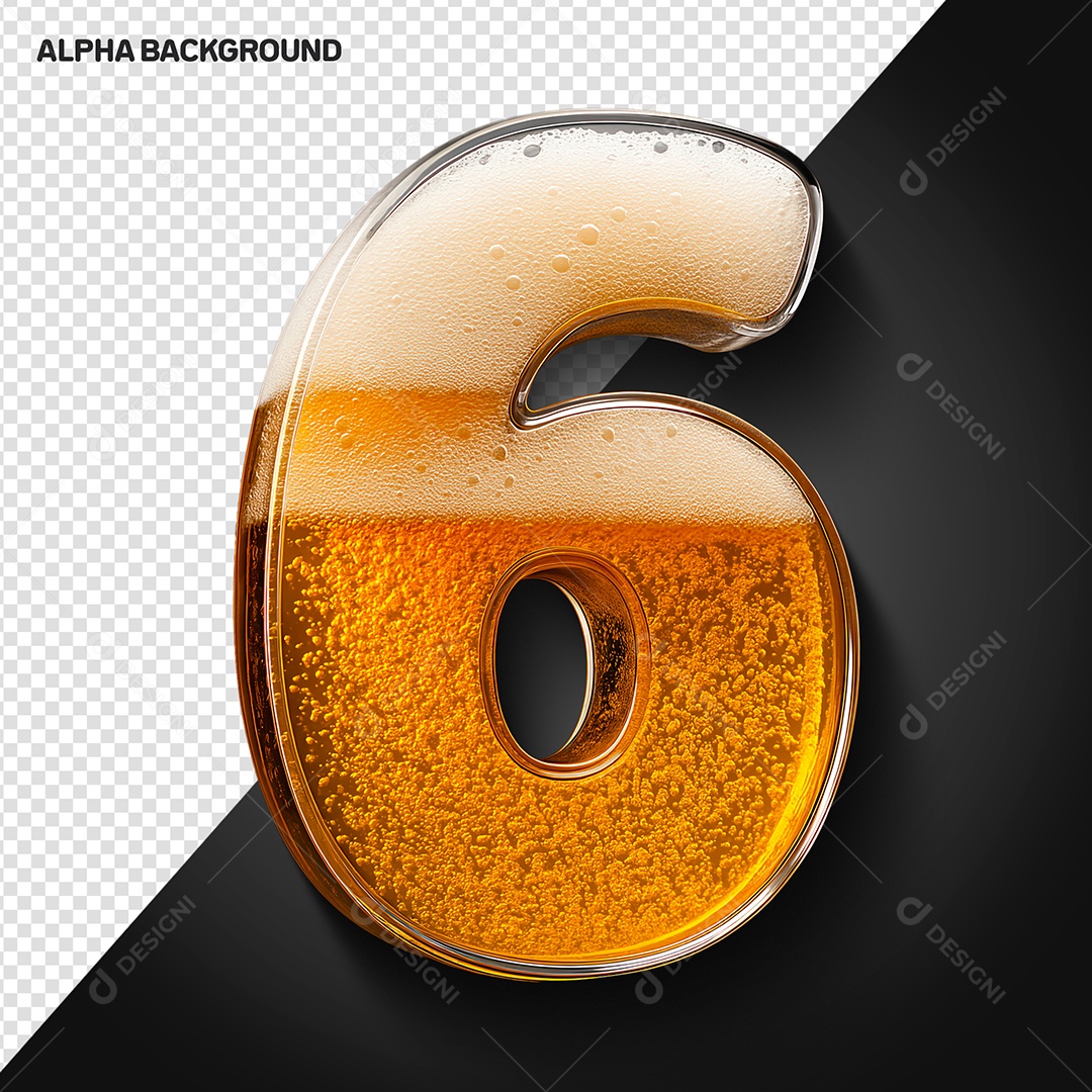 Número 6 Elemento 3D Para Composição PSD
