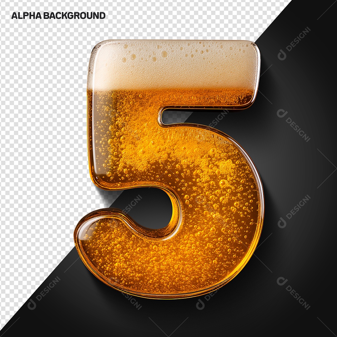 Número 5 Elemento 3D Para Composição PSD