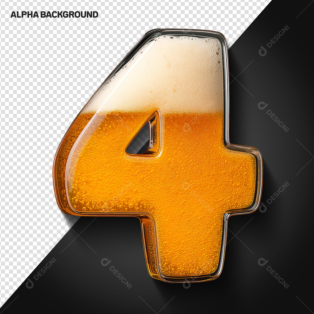 Número 4 Elemento 3D Para Composição PSD