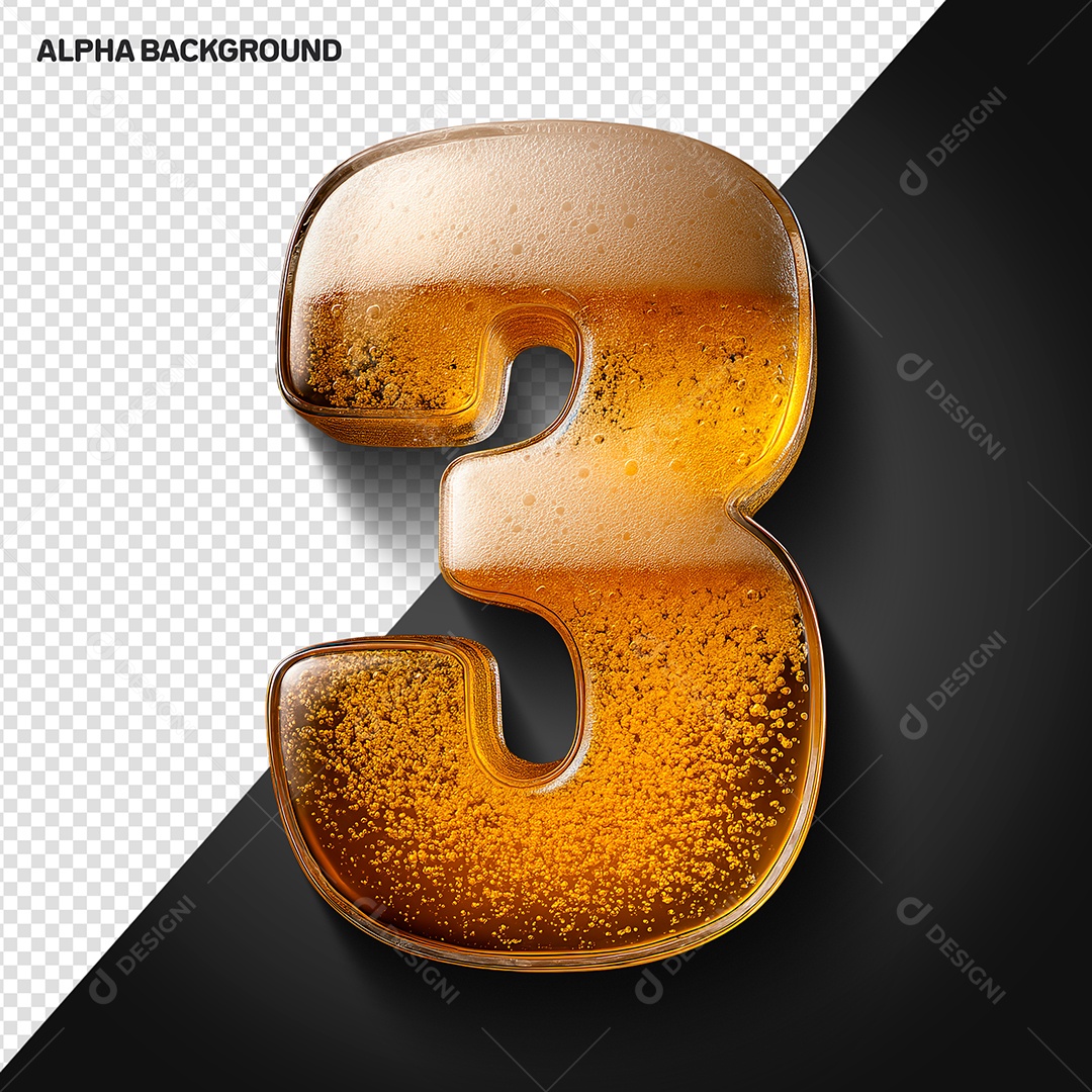 Número 3 Elemento 3D Para Composição PSD