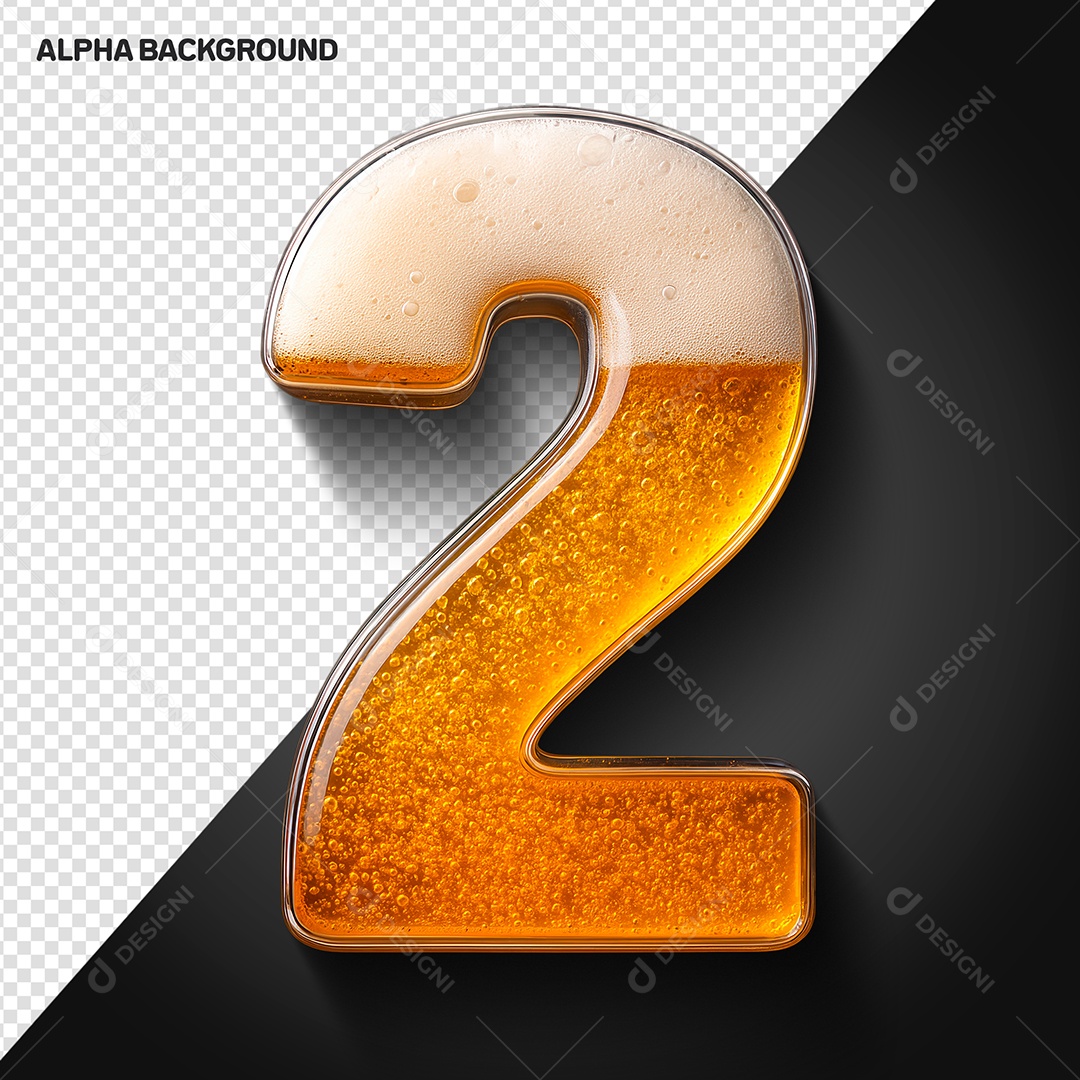 Número 2 Elemento 3D Para Composição PSD