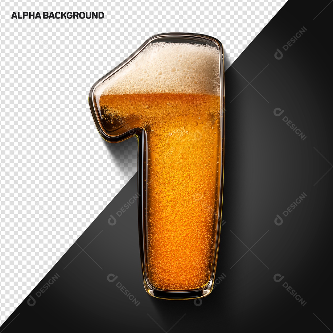 Número 1 Elemento 3D Para Composição PSD