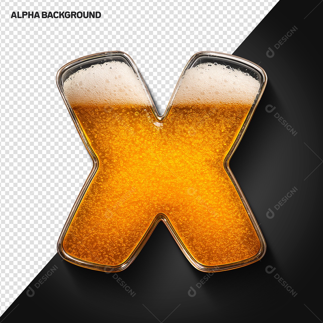 Letra X Maiúscula Elemento 3D Para Composição PSD